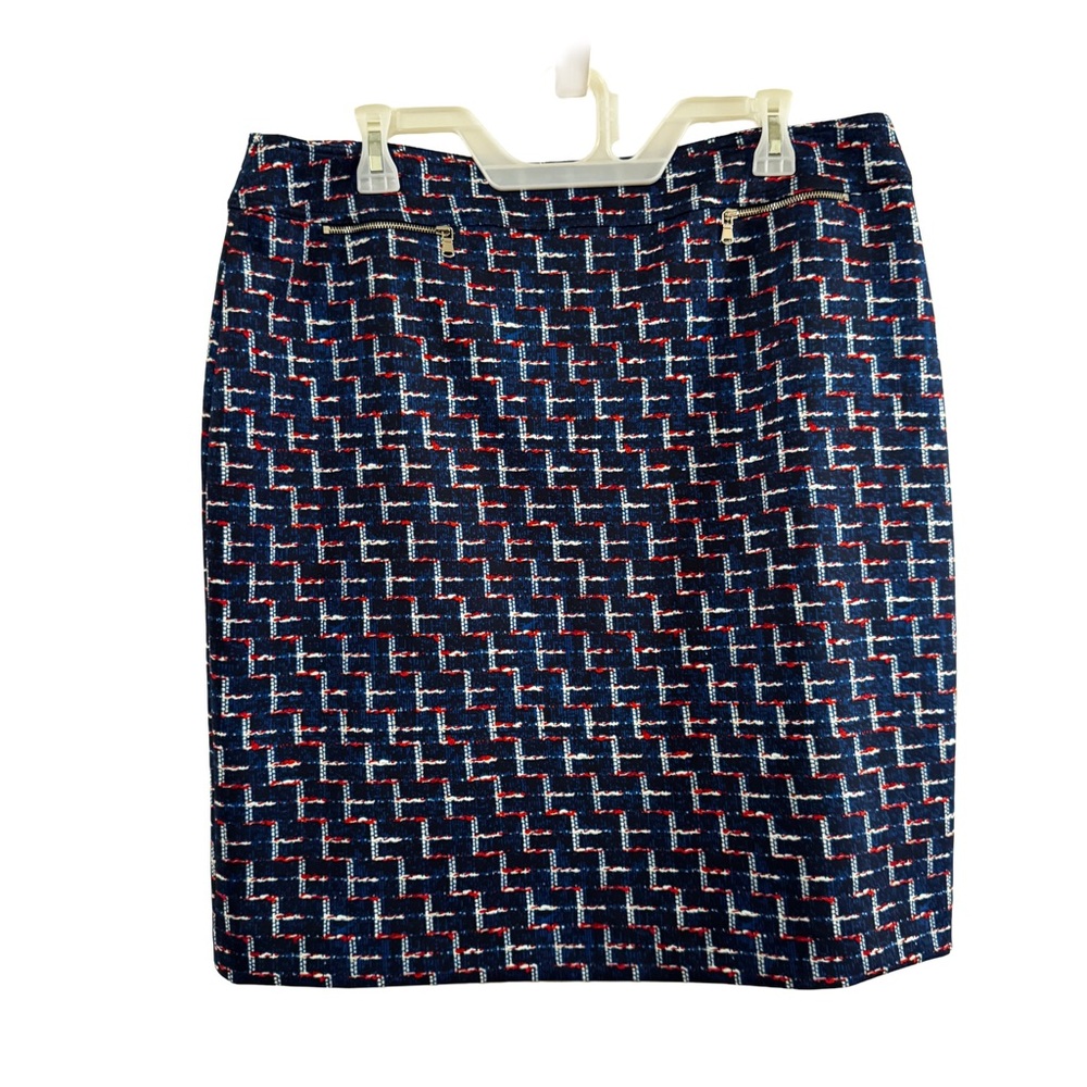 Alex Marie Women’s Plus Size 16 Navy, White and Red Geometric Pencil Skirt